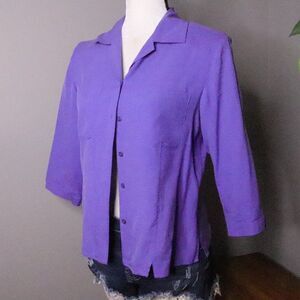 Vintage | Silk Button Up Shirt Small 3/4 Sleeves